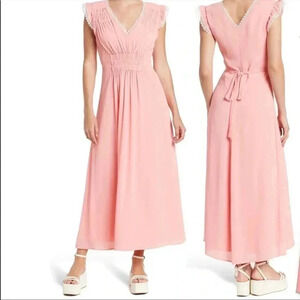 NWT Betsey Johnson Boudoir Crinkle Chiffon Dress Flamingo Pink Sz 14